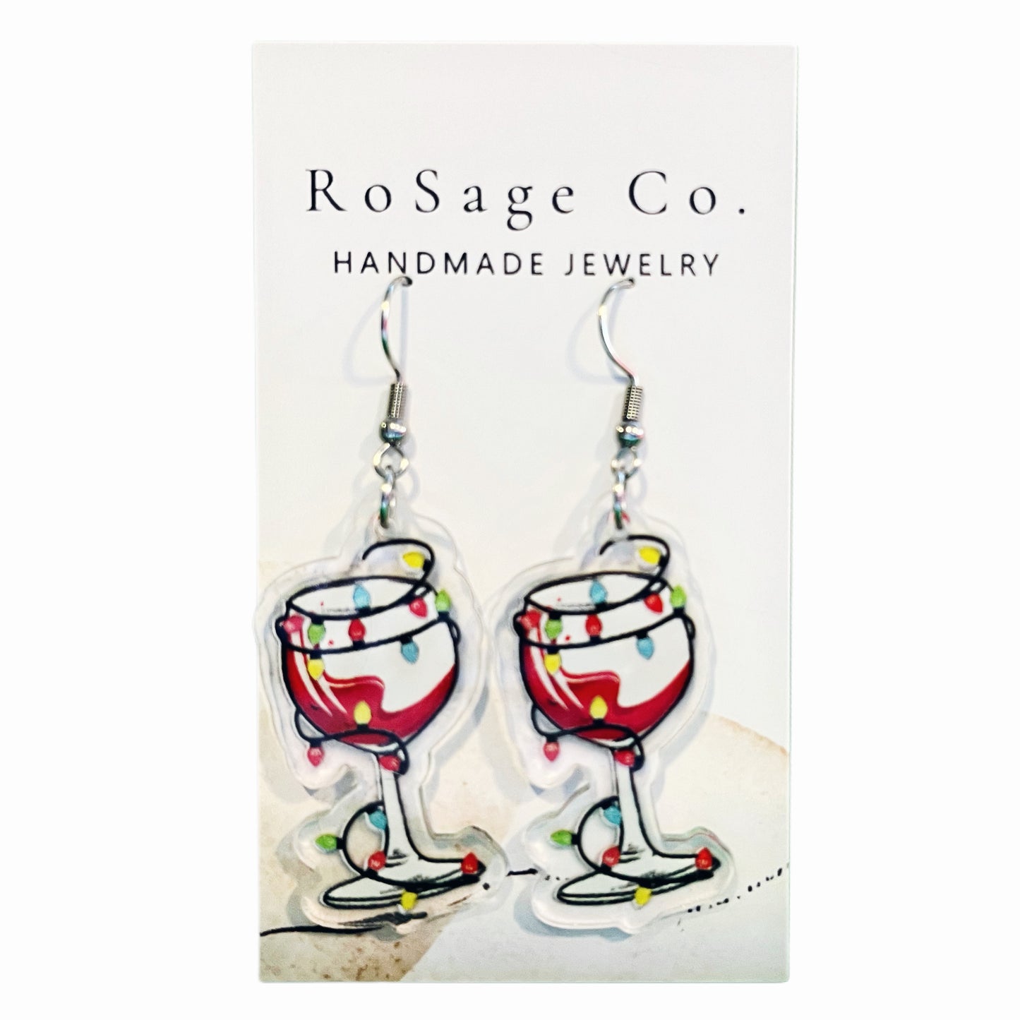 Christmas Wine Glass Earrings