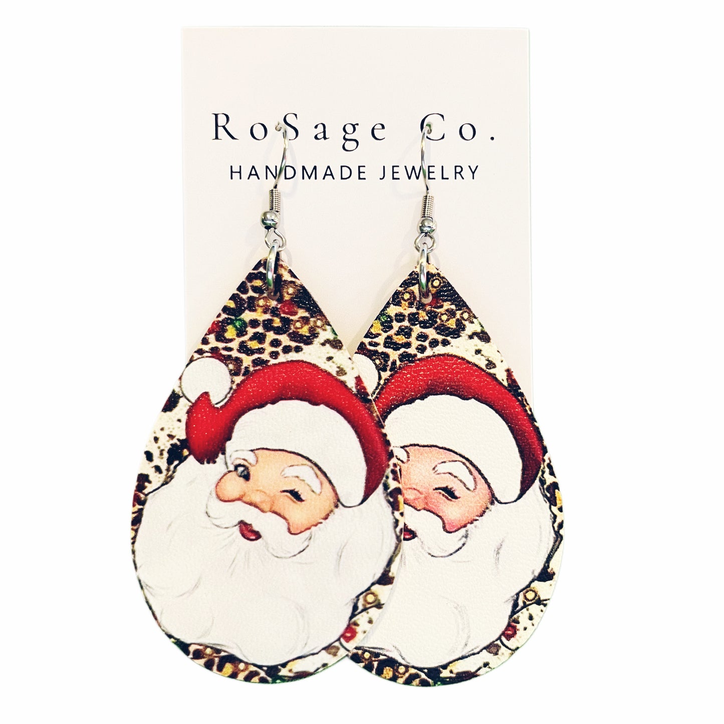 Santa and Leopard Print Earrings