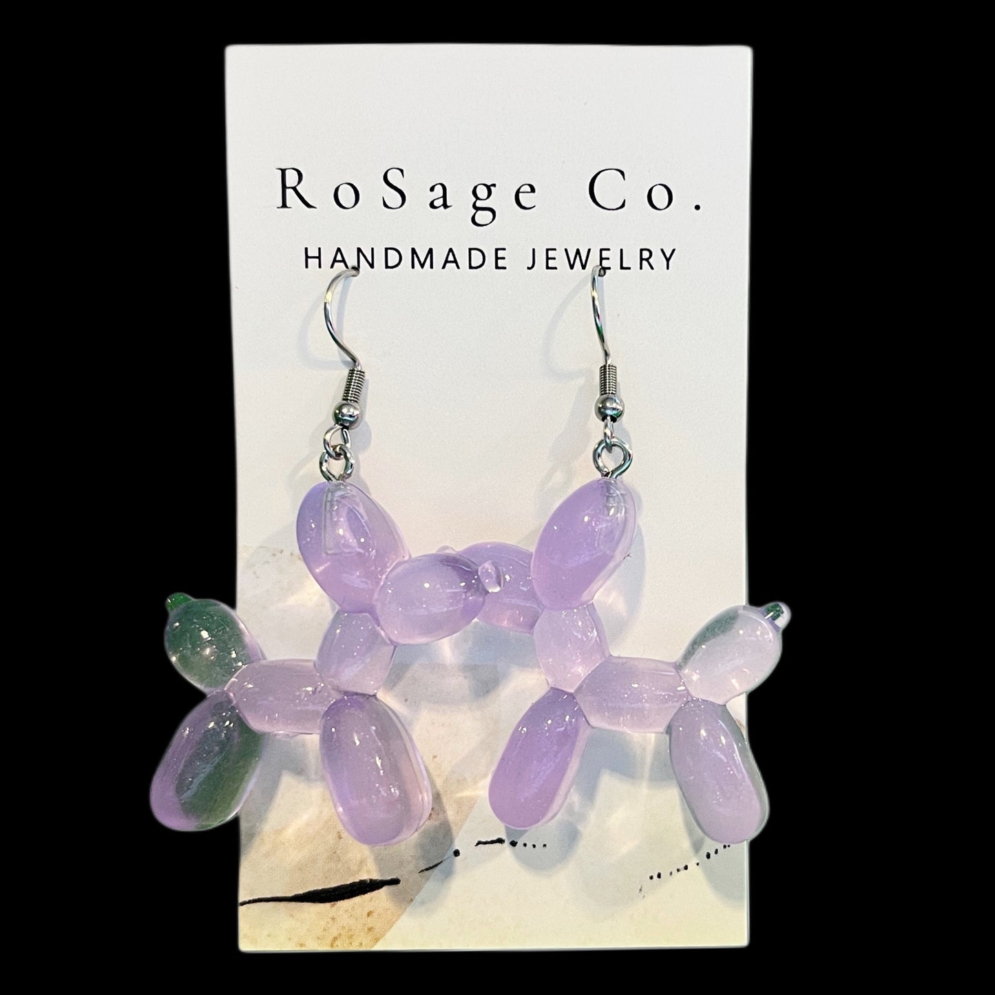 Large Purple Balloon Dog Earrings
