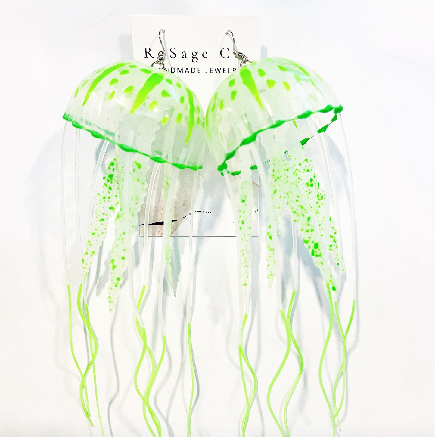 Green Jellyfish Earrings