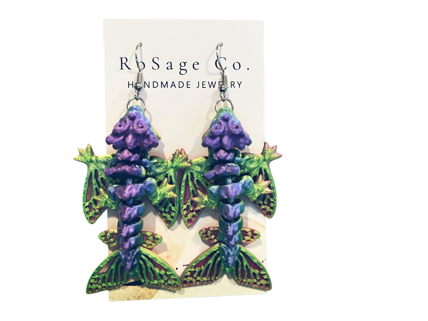 Purple and Green Dragon Earrings