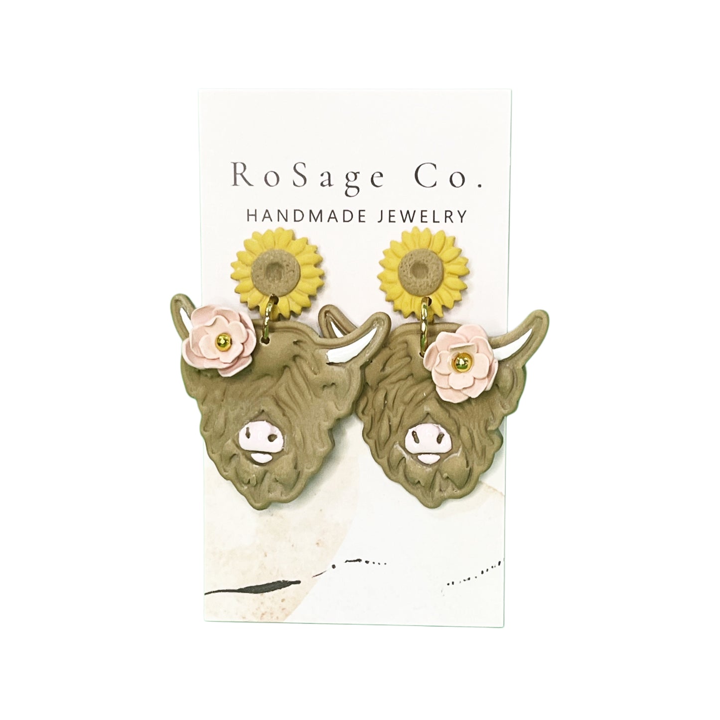 Highland Cow Clay Earrings