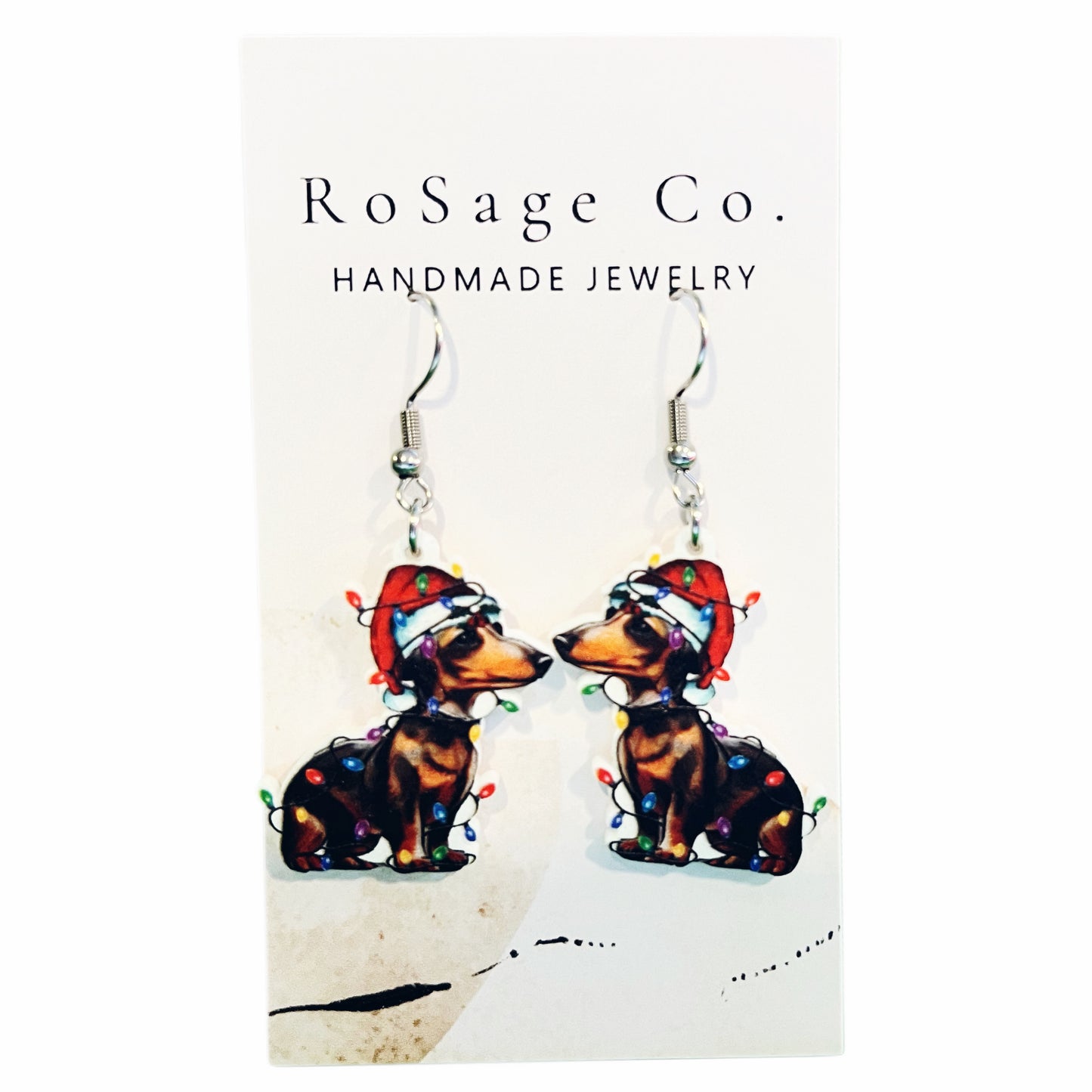Christmas Dachshund Earrings