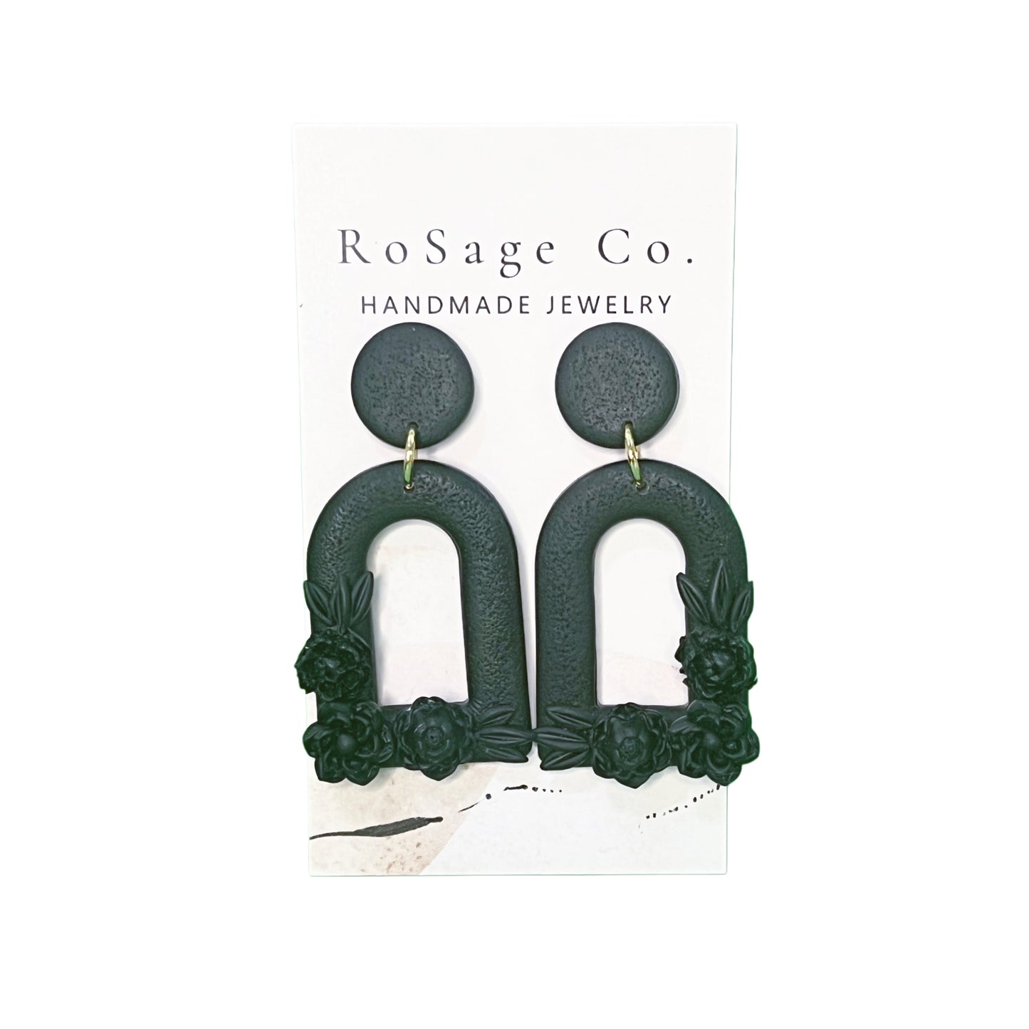 Black Flow Arch Clay Earrings