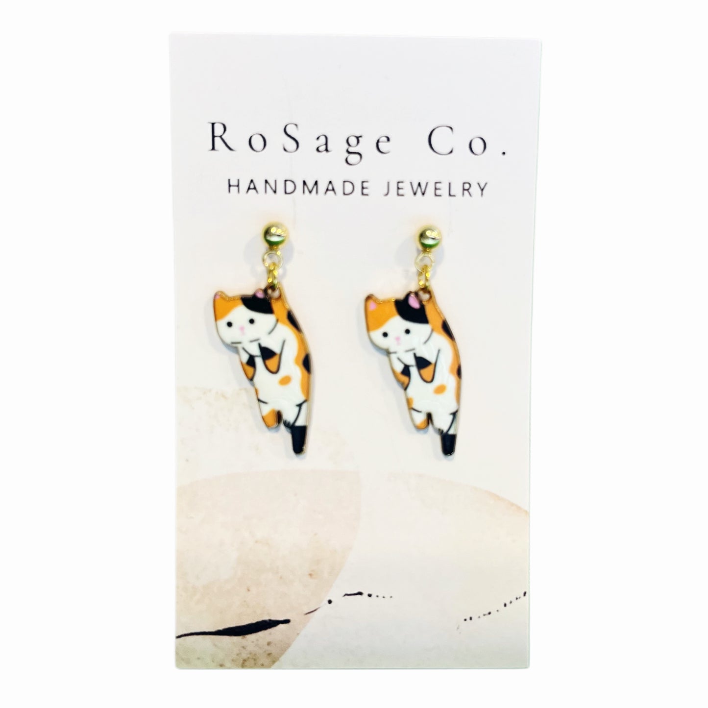 Funny Calico Cat Earrings