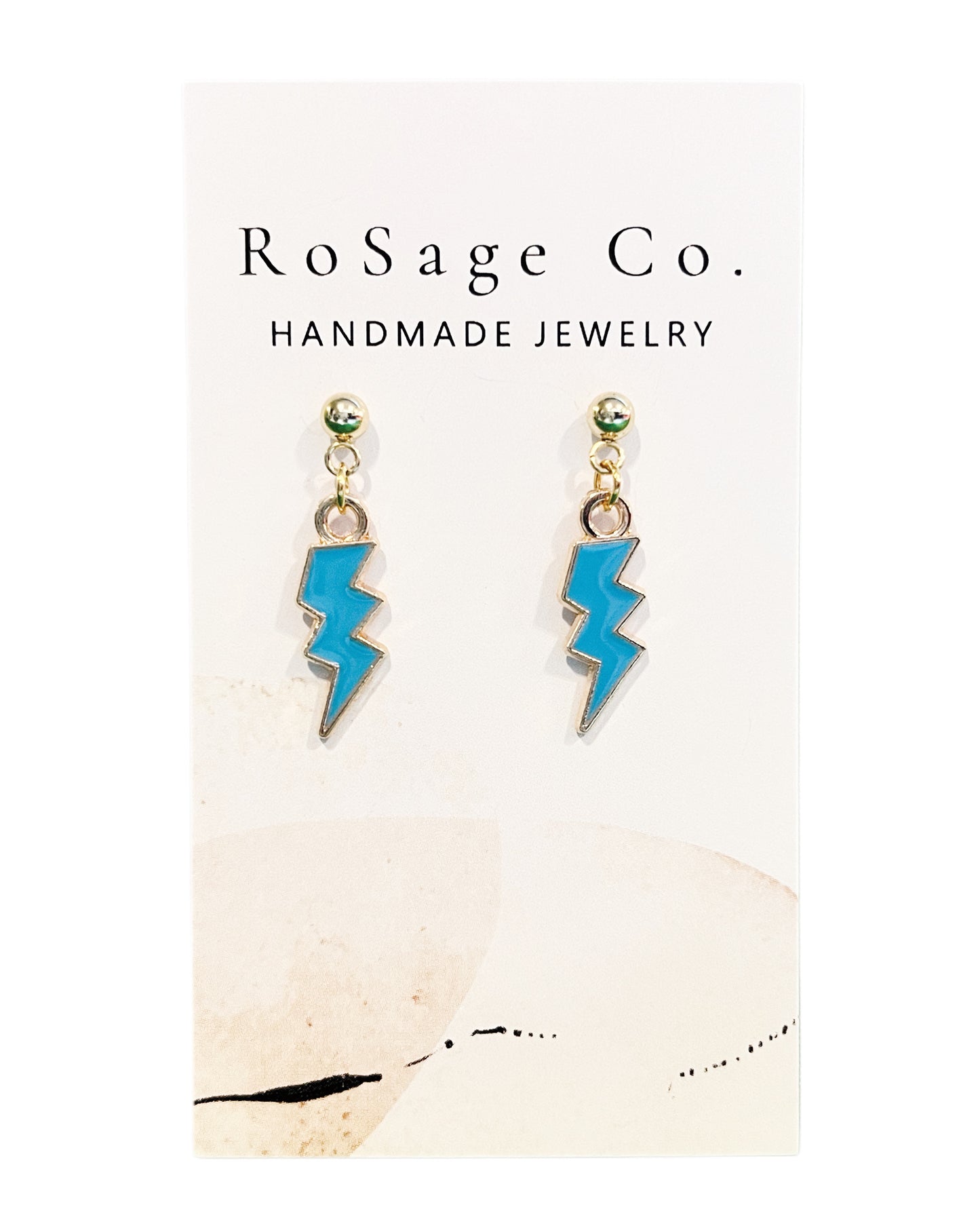 Small Blue Lightening Earrings