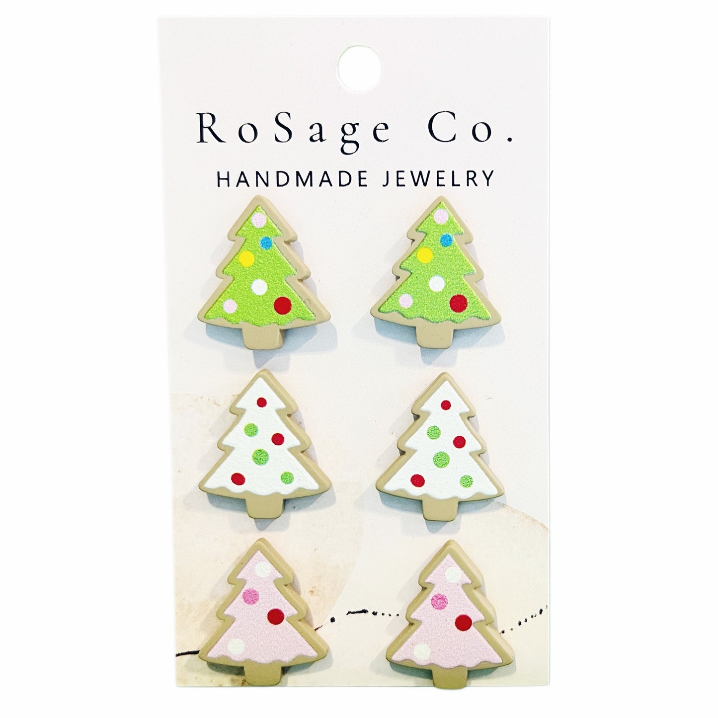 Christmas Tree Cookie Clay Earrings