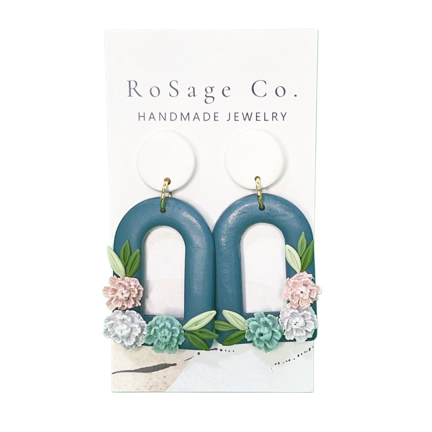 Blue Closed Arch Flower Earrings