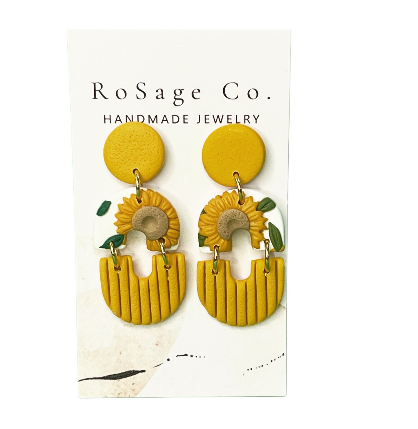 Yellow Sunflower Earrings Two Piece