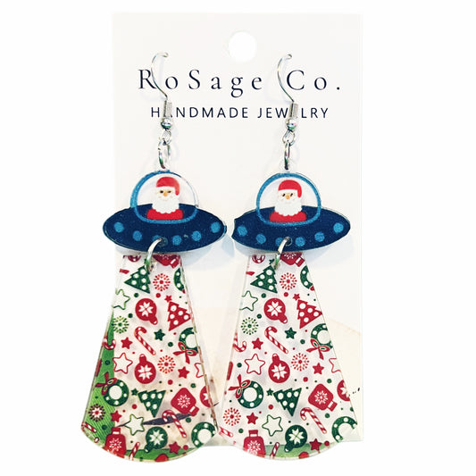 Santa Spaceship Earrings