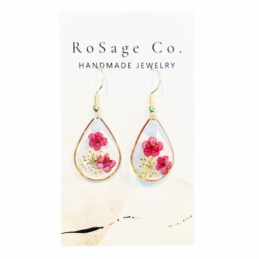 Red Flowers in Resin Earrings