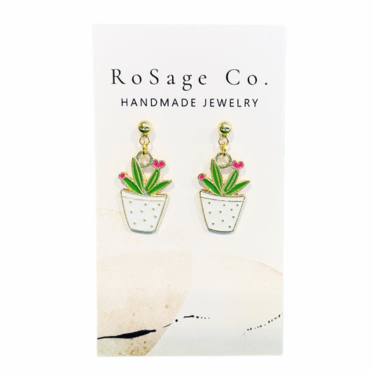 Metal Succulent Earrings