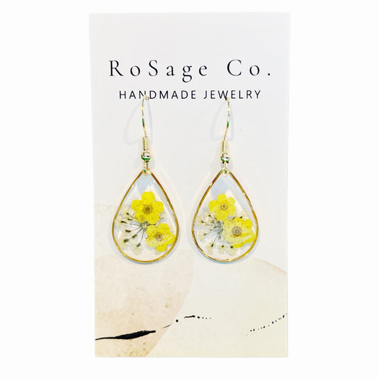 Yellow Flower Resin Earrings