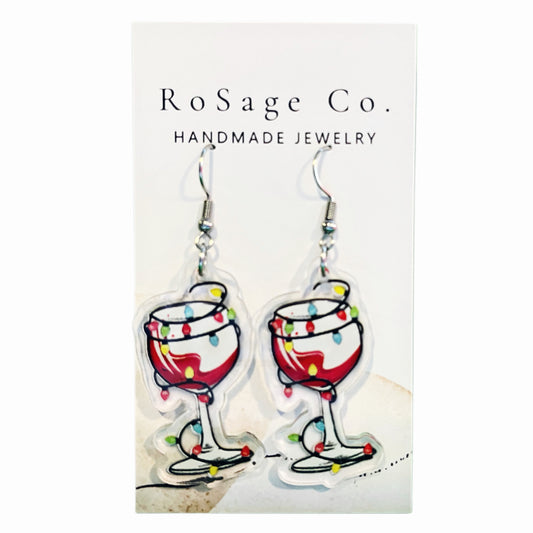 Christmas Wine Glass Earrings
