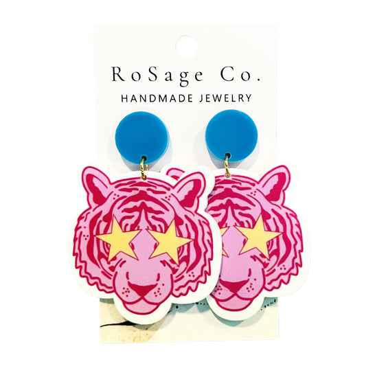 Pink Tiger Earrings