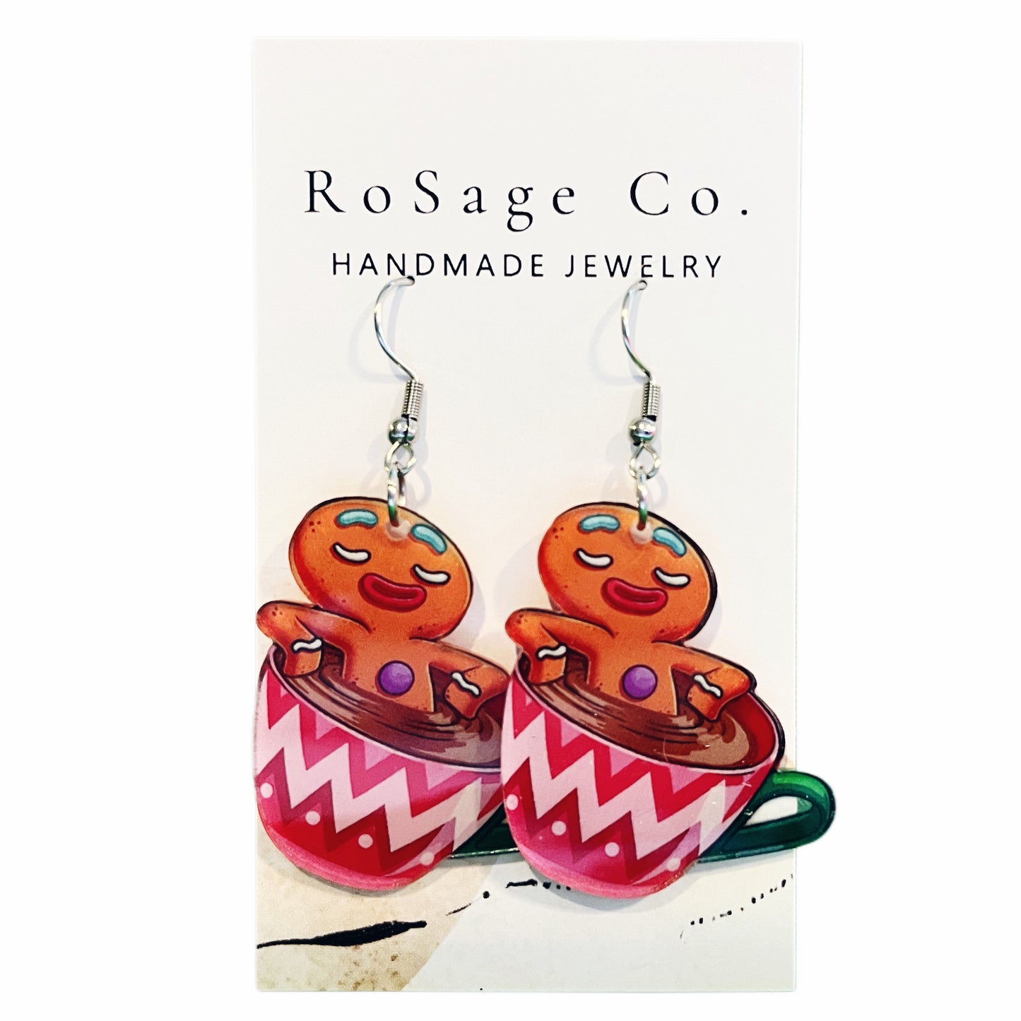 Gingerbread Man in Hot Cocoa Earrings