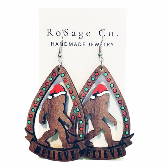 Sasquatch Christmas Earrings