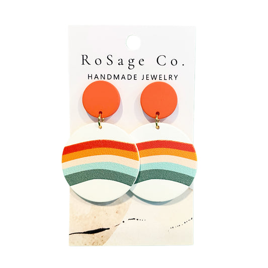 Orange Rainbow Clay Earrings