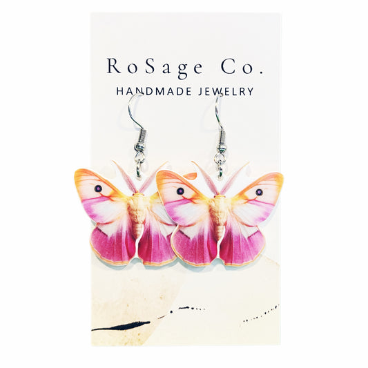 Pink and Orange Butterfly Earrings