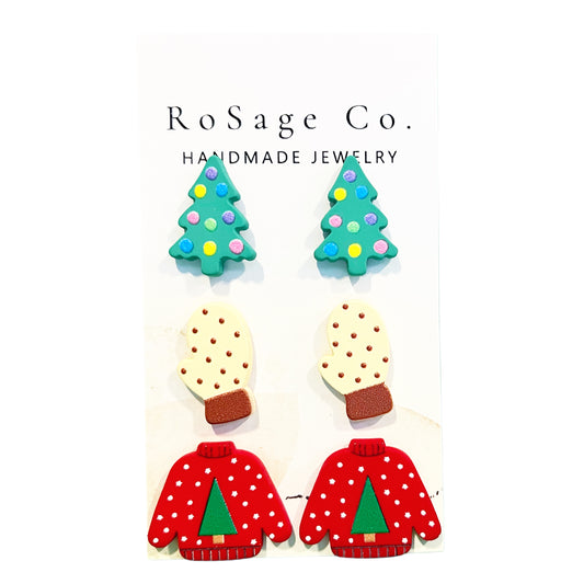 Christmas Tree, Mittens and Sweater Earrings