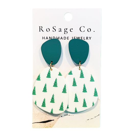 Clay Christmas Tree Earrings