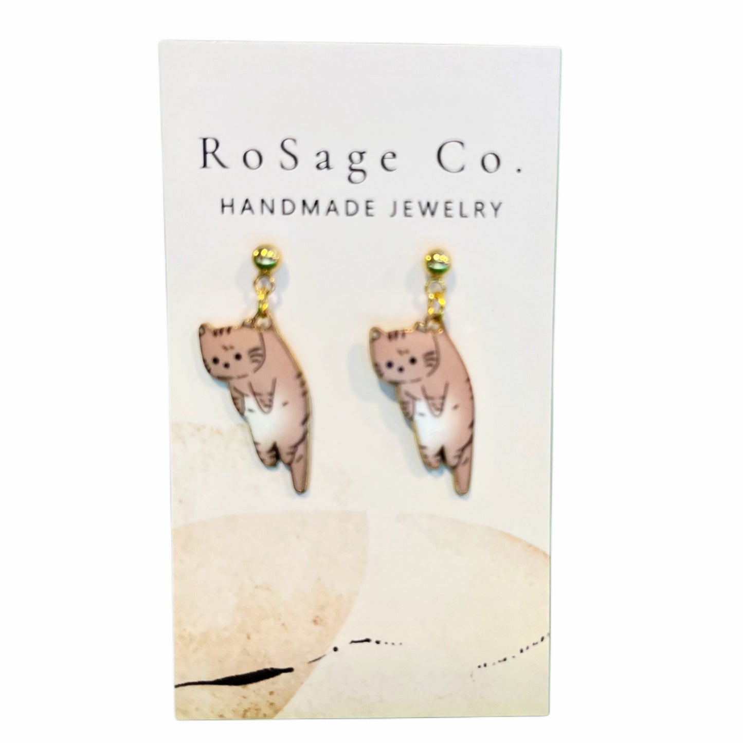 Brown Cat Earrings