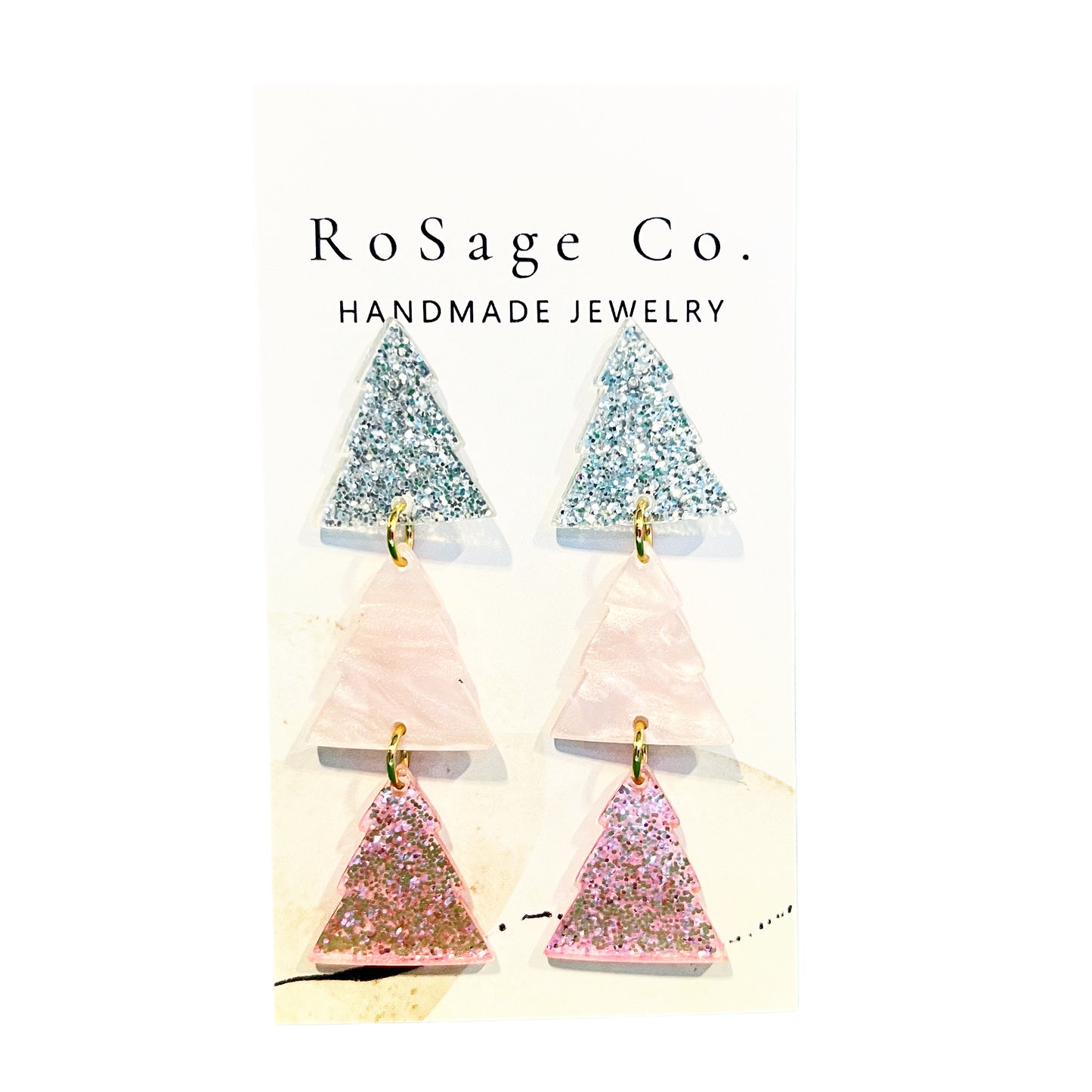 Pink Christmas Tree Earrings