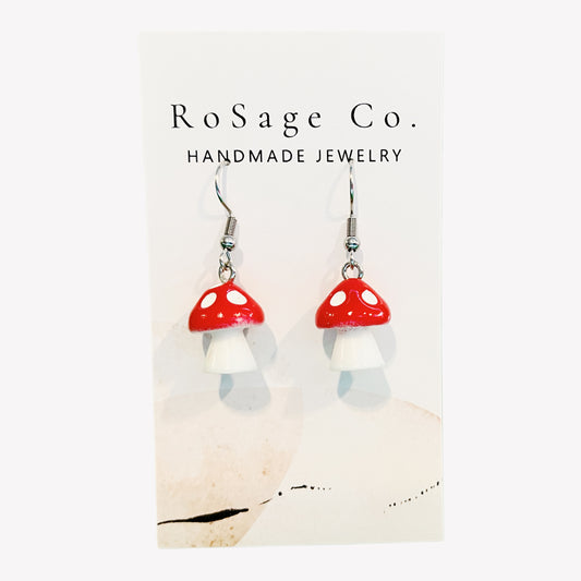 Small Red Mushroom Earrings