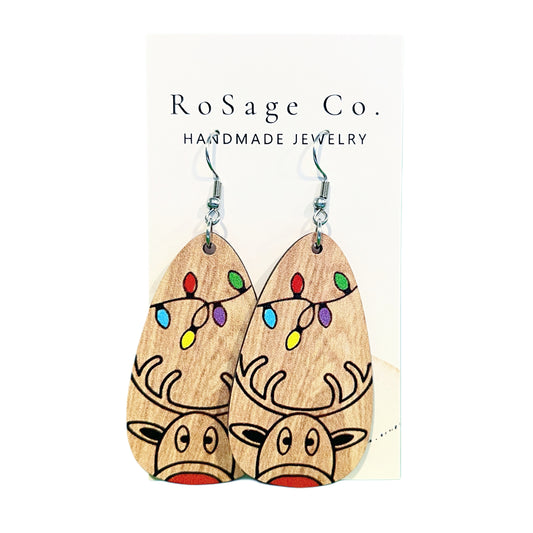 Rudolph with Christmas Lights Earrings