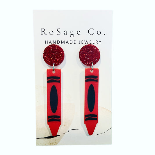 Red Crayon Earrings