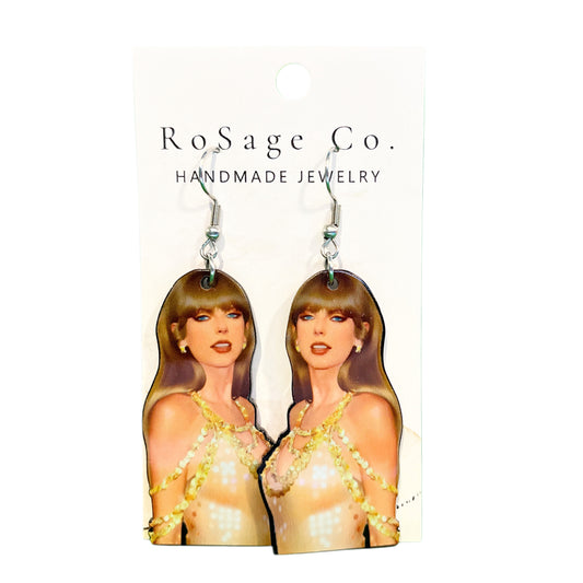 Pop Star in Gold Dress Earrings