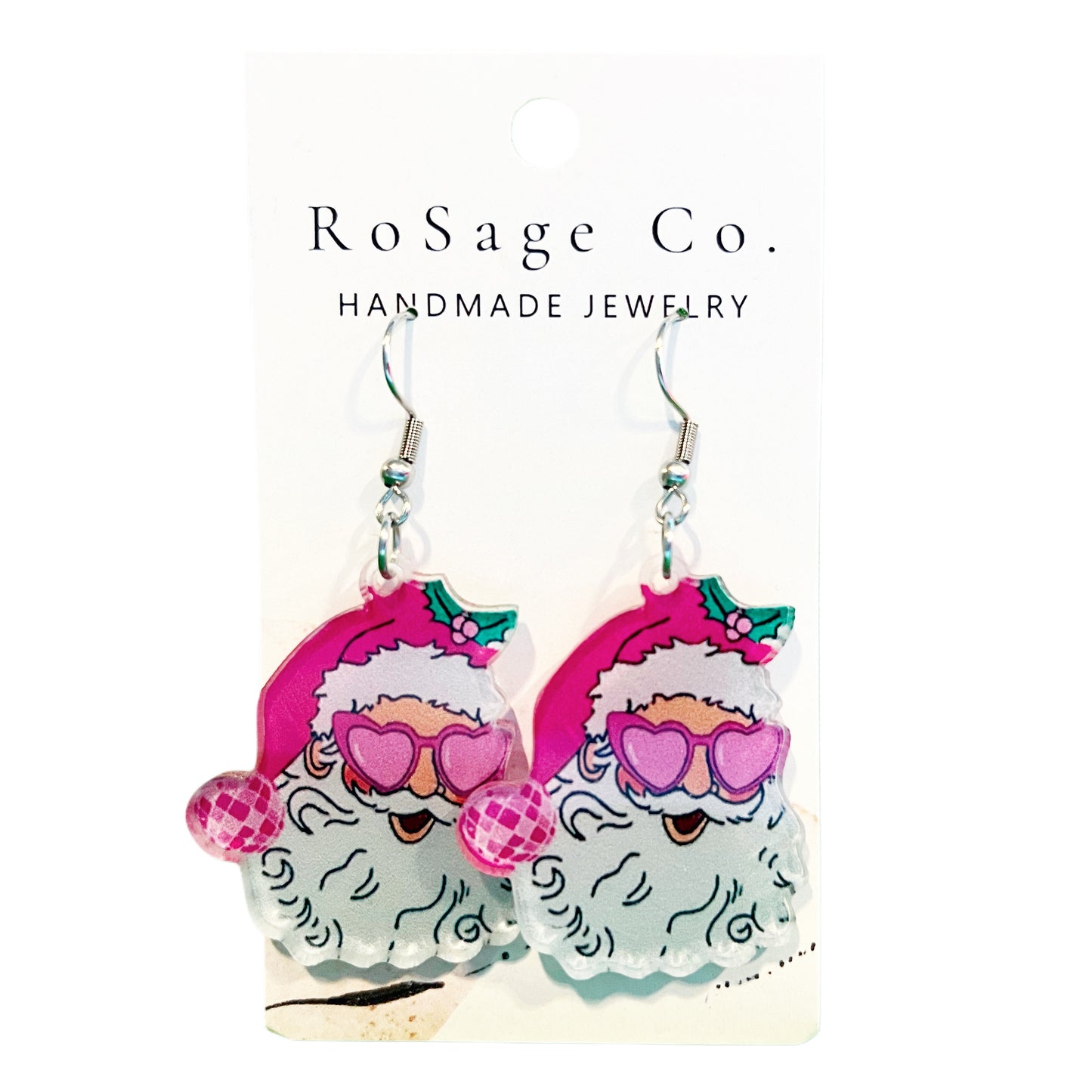 Hot Pink Santa Earrings