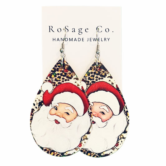 Santa and Leopard Print Earrings