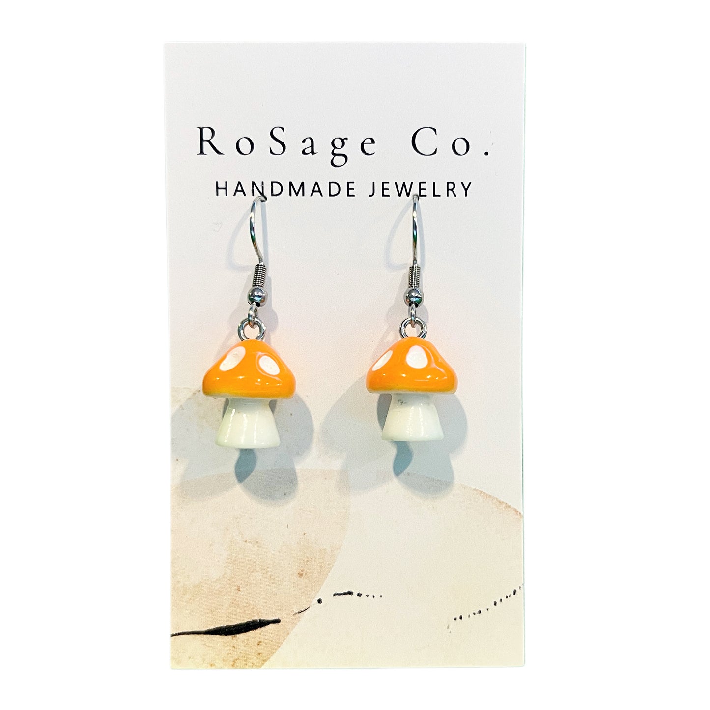 Small Orange Mushroom Earrings