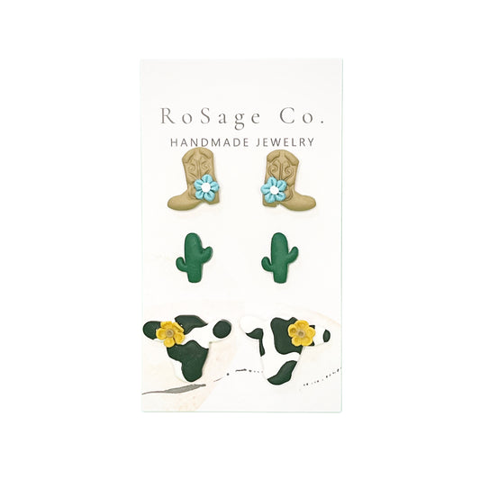 Rodeo Stud Pack Clay Earrings