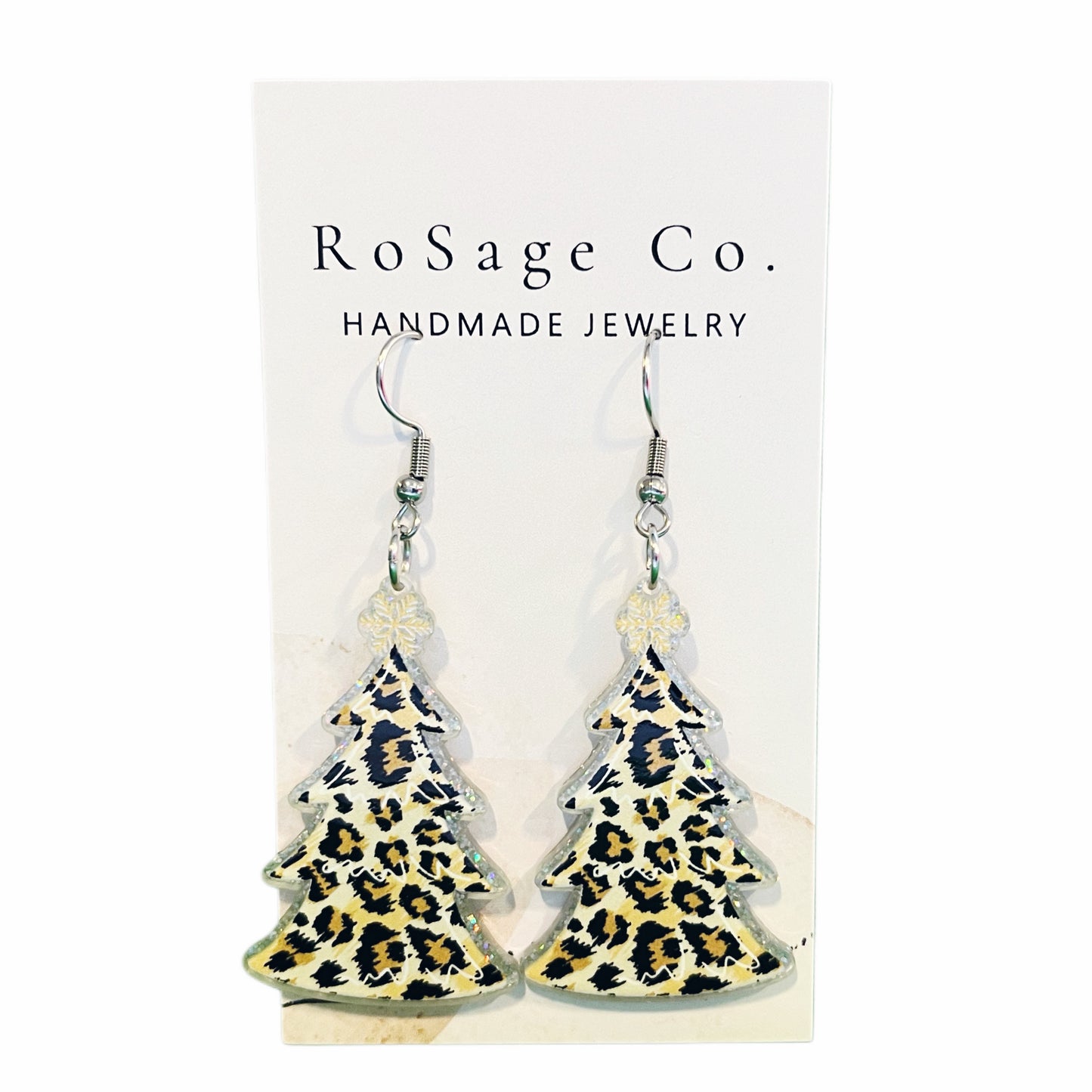 Cheetah Print Christmas Tree Earrings