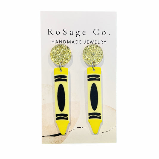 Yellow Crayon Earrings