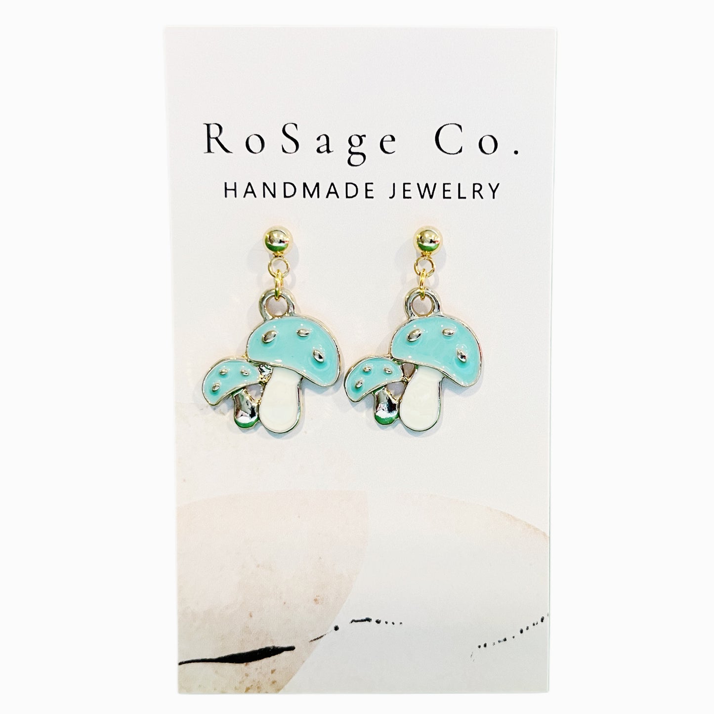 Small Light Blue Double Mushroom Earrings