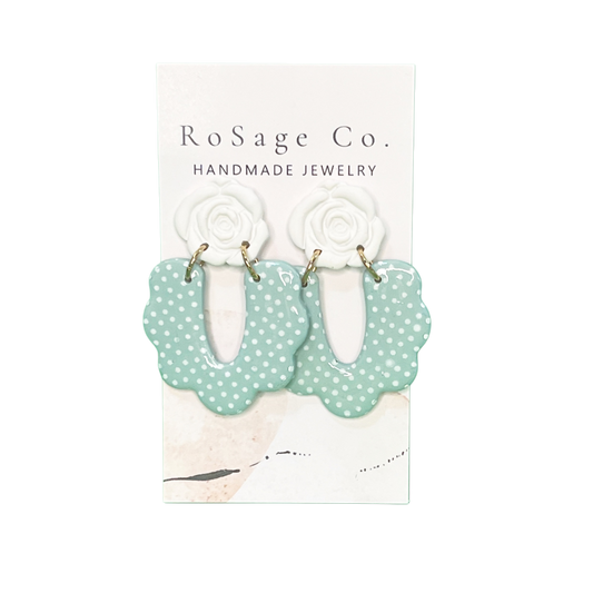 Mint Green Dotted Earrings
