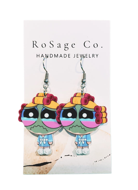 Crying in Hair Roller Earrings