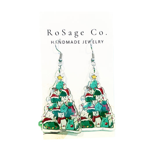Christmas Cat Tree Earrings