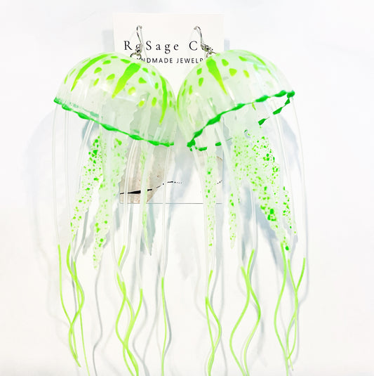 Green Jellyfish Earrings