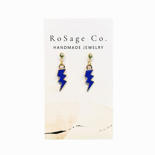 Small Purple Lightening Bolt Earrings