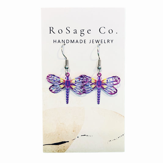 Purple Dragonfly Earrings