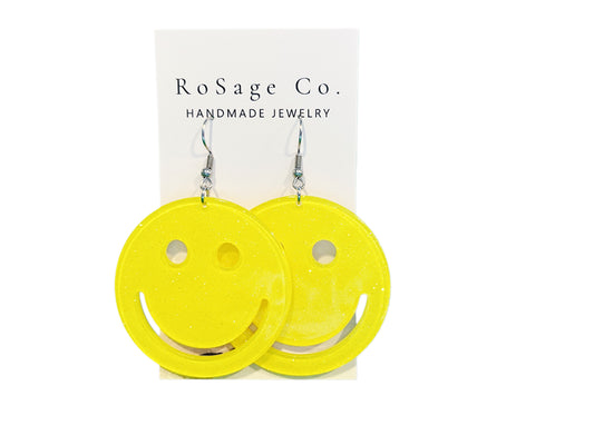 Large Yellow Smiley Face Earrings