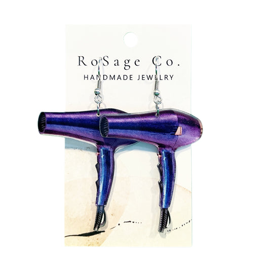 Purple Hairdryer Earrings