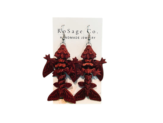 Maroon Dragon Earrings