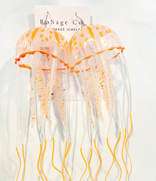 Orange Jellyfish Earrings