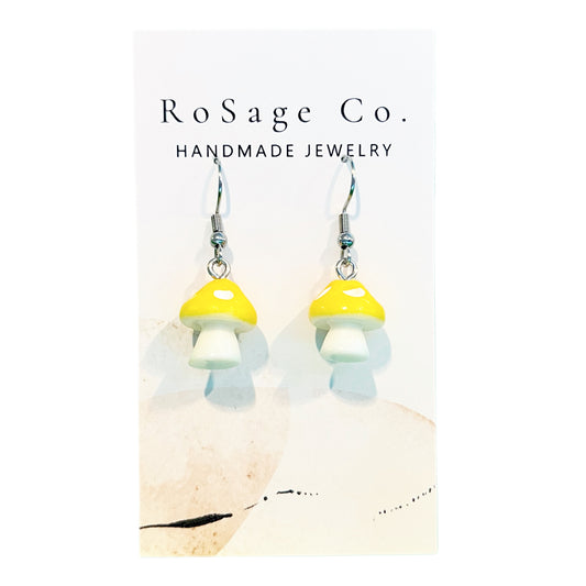 Small Yellow Mushroom Earrings