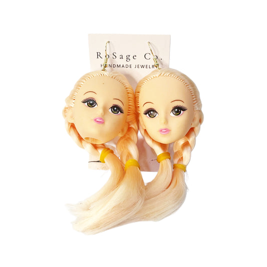 Blonde Doll Head Earrings